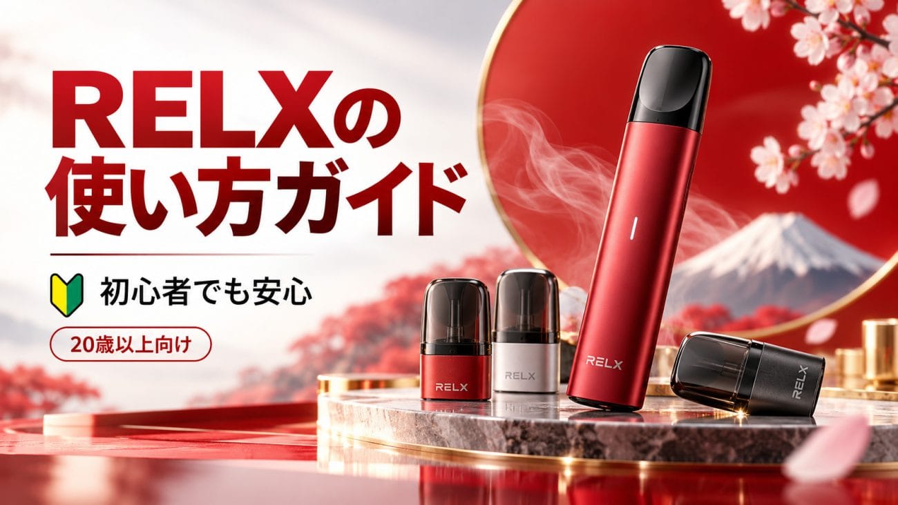 RELX使い方ガイドと桜の製品ビジュアル