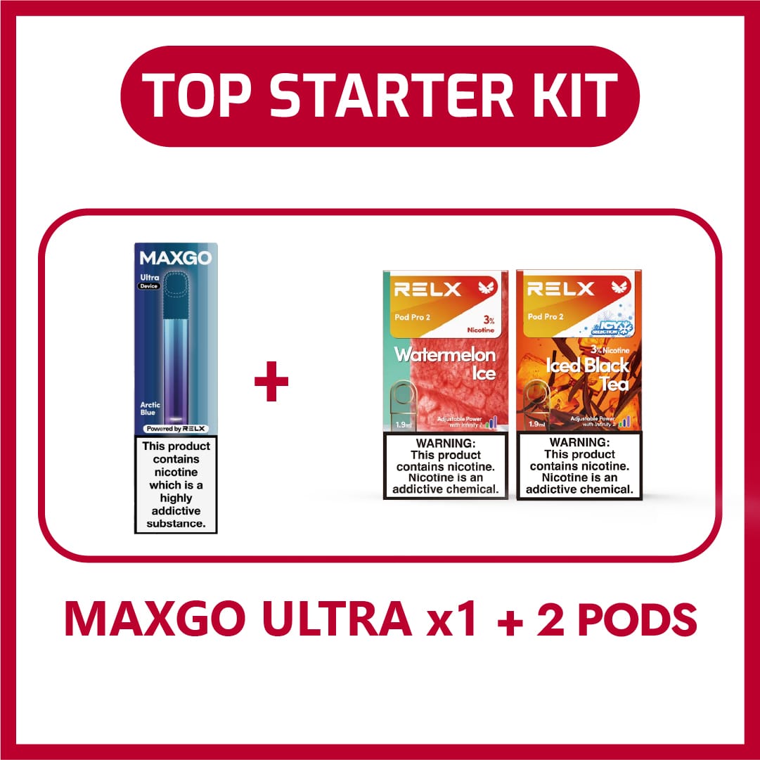 RELX MAXGO ULTRA Beginner-Friendly Starter Kit (Watermelon Ice + Iced Black Tea) 1 RELX MAXGO ULTRA Beginner-Friendly Starter Kit (Watermelon Ice + Iced Black Tea)